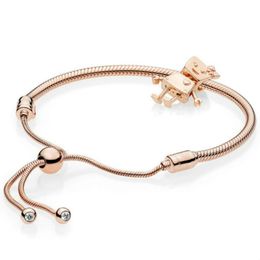 DORAPANG 100% Sterling Silver Brand New 1:1 Passion Charm Robot With Bracelet Rose Gold Series Fit original design Women1