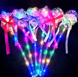 Kids LED Lighting Magic Wand Fairy Sticks Bow Handheld Heard Round Star Shape Wedding Party Concert Decor Valentine Gift SN3233