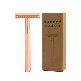 Rose Gold Safety Razor Men's Double Edge Razor Classic Manual Shaving Razor For Women Hair Removal 20 Shaving Blades