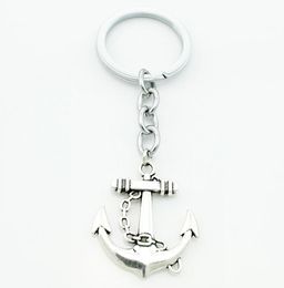 Fashion 20pcs/lot Key Ring Keychain Jewelry Silver Plated Anchor Charms silver pendant Gift