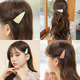 Fashion Korean Geometric Triangle Hair Clips Hairpin Women Girls Candy Colour Scrub Triangle BB Hair Clip Hair Accessories