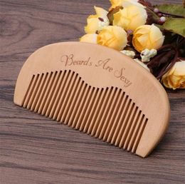 Customised Pocket Hair & Beard Comb Peach Wood Fine Tooth Care Styling Tool Anti Static Premium Brush Custom Your LOGO Narrow Thick Hairbrush Combs for Men Grooming Pet