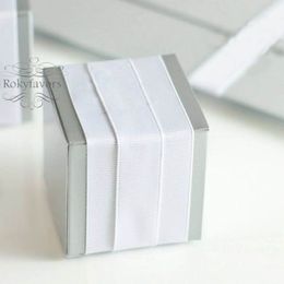 50PCS 2" Square Grey Candy Boxes Wedding Favour Holders Birthday Party Sweet Table Decor Event Chocolate Package Boxes Ideas