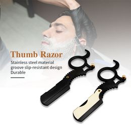 Stainless Steel Thumb Razor Barbershop/Family Beard Cutting Tool Two Color Options High Quality Men Shaving Knife Hair Removal Tools