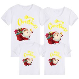 Family Matching Christmas Tops T-shirts Kids Father Mother Clothing Family Christmas Tree Casual Clothes Holy Party Tops Wear