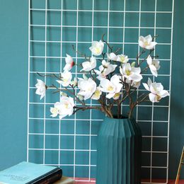 Home Decoration Simulation Orchid Flowers Artificial Fake Magnolia Silk Flowers For Wedding Decoration Silk Magnolia Flower Branch