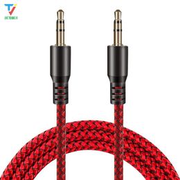 100pcs/lot 3.5mm Auxiliary AUX Extension Audio Cable Unbroken Metal Fabric Braiede Male Stereo cord 1M for Samsung MP3 Speaker Tablet