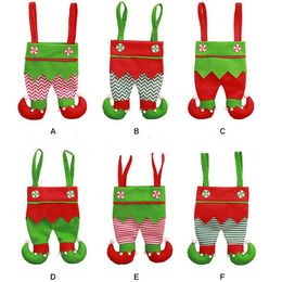 Elf Pants Stocking Christmas Decorations Ornament Xmas Fabric Candy Bag Festival Party Accessory Best Gifts 6 Colors Free Shipping SN1486