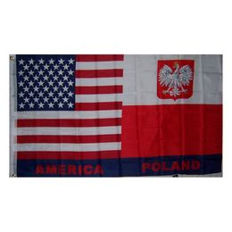 EUA e Polônia Amizade Bandeira 150x90cm 3x5ft Impressão Poliéster Clube Sports Indoor Com 2 guarnições de latão, frete grátis