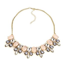 Resin/Glass Geometric Statement Chokers Necklace for Women Fashionable Gold Color Chains Floral Necklaces & Pendants