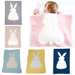 Hot Ins Style Kids Bunny knitting Blanket Lovely Winter Baby Nap Blankets Candy Colour Acrylic Children Knitted Rabbit Big Ears