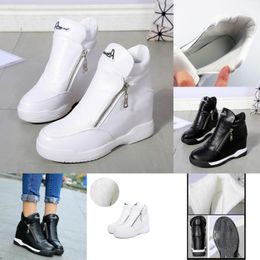 CHIMIZHAI Women Winter Ankle Boots Height Increasing Shoes Wedges Platform White Sneakers Warm Fur Shoes Woman WY156B