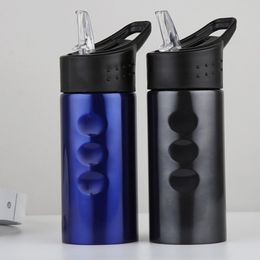 Factory Supply 17oz 500ml Single Wall Stainless Steel Water Bottle Traveling Cycling Sport Portable With Straw Lid