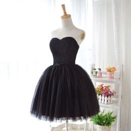 Fashion Strapless Short Bridesmaid Dresses Elegant Sequin Applique Wedding Party Gown Women Little Black Dress