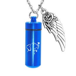 Aluminum Alloy Cremation Necklace For Ashes Dog Memorial Jewelry Cylinder Keepsake With Fill Kit and Pretty Packlage Bag