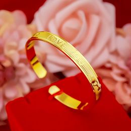 Romantic Love You Bangle 18k Yellow Gold Filled Classic Womens Cuff Bangle Valentine's Gift High Polished