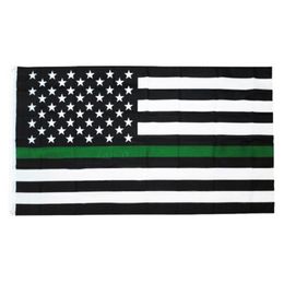3 x 5 Fuß dünne grüne Linie USA-Flagge, Armee, Militär, Sheriffs, Grenzschutz, Park, Ranger, Wildhüter, Wildtiere, Naturschutz, Umweltflaggen