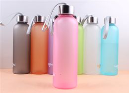20oz Candy Color Frosted Water Bottles Leaf-Proof PC Cups Coffee Tumblers Outdoor Drinking Bottles Multi Color A11
