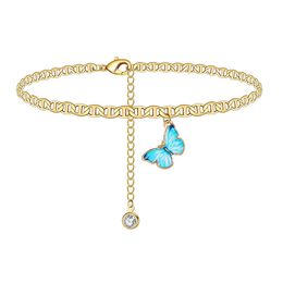 Butterfly Charm Anklet Chain Silver Gold Diamond Beach Chains Anklets Bracelet Women Fashion Jewellery Gift Will and Sandy