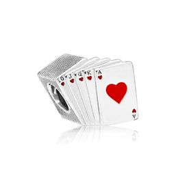 NEW 100% 925 Sterling Silver 797195EN09-1 Playing Cards Charm, Red & Black Enamel Original Women Jewellery Gift