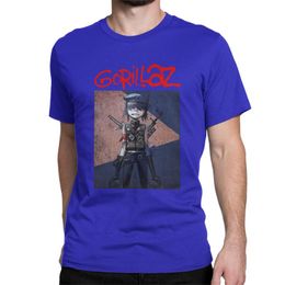 Hot Sale Gorillaz Men Vintage Tee Shirt Short Sleeve Round Neck T-Shirts Pure Cotton Summer Clothing