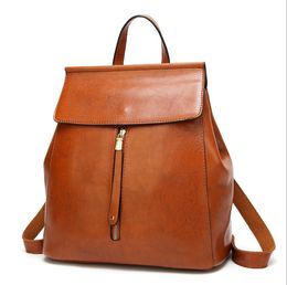womens new leisure backpack simple womens bag fashion pu leather retro backpack Travelling bag schoolbag