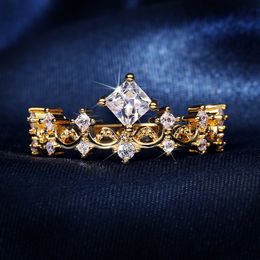 Elegant Crown Bridal Women Rings Wedding Engagement Ring for Queen Dazzling Crystal Zircon Female Trendy Jewelry Gift