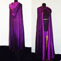 Sparkly Purple Hooded Cloaks Winter Wedding Capes Wicca Robe Warm Hallowmas Christmas Evening Party Prom Jacket
