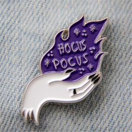 European-American style fashionable new Halloween purple flaming fire in hand alloy enamel pin badge brooch