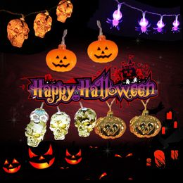 1.5m 10Led Halloween Pumpkin Ghost Skeletons Bat Spider Led Light String Lamp Hanging Horror Halloween Decoration Party Supplies