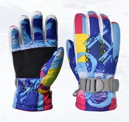 Brand Kids Winter Gloves Ski Gloves Warm Windproof Non-Slip Outdoor Sports Children Snow Snowboard Skiing Gloves for Boys Girls