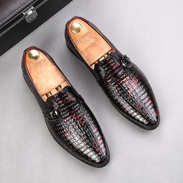 2020 Men Crocodile pattern belt buckle Oxfords Casual Shoes Male Homecoming Dress Wedding Prom shoes Sapato Social zapatos