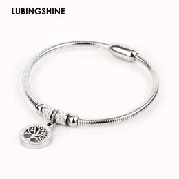 Luxury Tree of life Elastic Bracelet&Bangles Stainless Steel Rhinestone Magnetic Charms Bracelet For Women Fashion Jewellery Gift