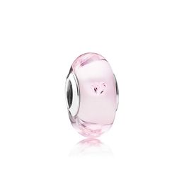 NEW 100% Sterling Silver 1:1 Glamour 791632PCZ Pink Heart Charm Glass Bead Original Women Wedding Fashion Jewellery 2018 Gift