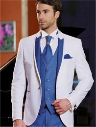 Custom Made Groomsmen Peak Lapel Groom Tuxedos One Button Men Suits Wedding/Prom/Dinner Best Man Blazer ( Jacket+Pants+Tie+Vest ) K679