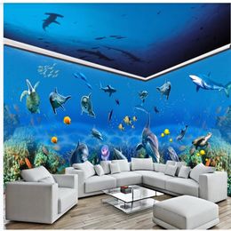 -Papel tapiz en 3D personalizado Murales 3D Fondos de pantalla gratis para sala de estar Fantasía Fantasía Subacuático Tema Pabellón Pabellón 3D Espacio Fondo de pared