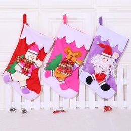 Cartoon Christmas stocking Santa Claus elk Xmas Stocking Christmas Tree Decoration pendant children candy gift bag T9I00563