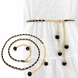 Retro Chain Belts Women Waistbands All Match Multilayer Long Tassel Party Jewelry Dress Waist Belts Pearl