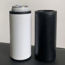 newest 12 OZ sublimation cooler skinny tumbler stainless steel vacuum can cooler double wall beer mug