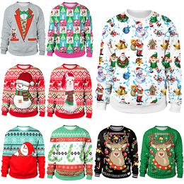 Women Sweatshirt Christmas Sweatshirt Shirts Santa Claus Funny Hoodies 3D Print Long Sleeve Graphic Print Pullover Tops