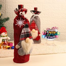 Christmas champagne wine bottle set Faceless Santa Claus wine and champagne bottle bag Christmas Decorations Supplies T9I00516