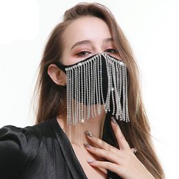 2020 hot selling hand Arts and crafts tassel diamond pure cotton Designer Masks black personality flash drill breathable cotton mask