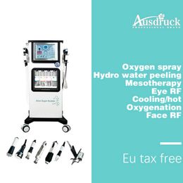 NEW Pro Hydra microdermabrasion RF skin tighten oxygen spray cooling massage Bio eye ultrasonic facial deep cleaning machine CE