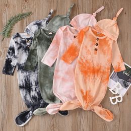 4 Colors Newborn Baby Swaddle Blanket hat 2 pcs Wrap Toddler Tie Dye Sleeping Sacks Photography Prop Tie Dye Infant Sleeping Bag M2635