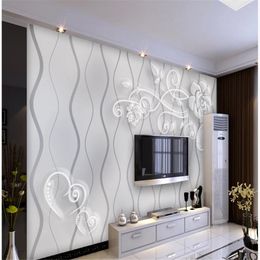 Modern simple and beautiful relief three-dimensional flower wallpapers TV background wall modern wallpaper for living room