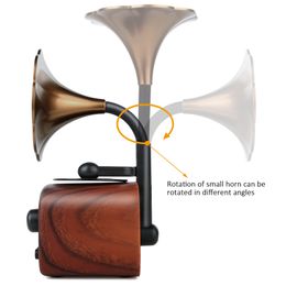 retro style radio UK - Freeshipping Retro Trumpet Style Bluetooth Speaker Wireless Stereo Subwoofer Music Box Wooden Speakers with Mic FM radio TF for Phone