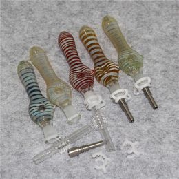 Hookah Glass Nectar Pipe Kit with Quartz Tips Dab Straw Oil Rigs Silicone hand Pipe glas pipes smoking accessories