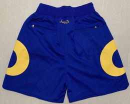 New Shorts Team Shorts Vintage Football Shorts Zipper Pocket Running Clothes Los Blue Color Just Done Size S-XXL