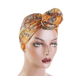Sleep Balinese Women's Tie Dyed Ball Scarf Hat Printing Fashion National Wind Knot Cap Wrap Headwear Muslin Hijab Bonnet
