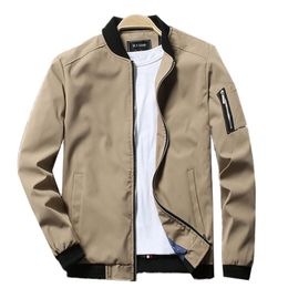 2020 Spring Men's Slim Fit Bomber Jacket with Zipper, Casual Streetwear Hip Hop Pilot mens coats and jackets in Khaki, Plus Size Available